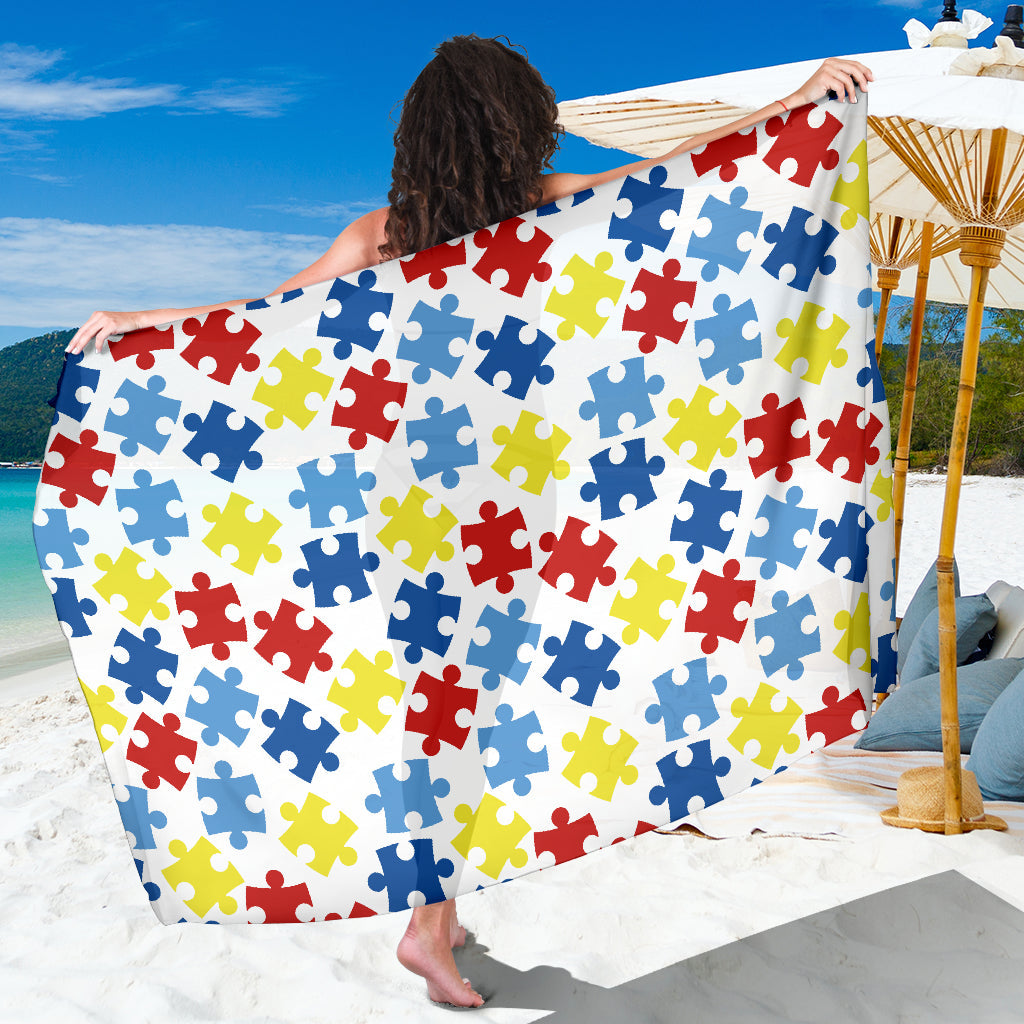Autism Awareness Pattern Print Design 04 Sarong Pareo Wrap