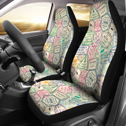 Travel Stamp Print Design LKS303 Car Seat Covers