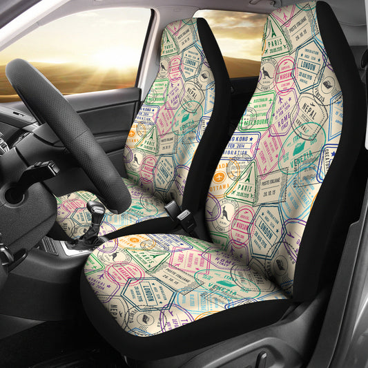 Travel Stamp Print Design LKS303 Car Seat Covers