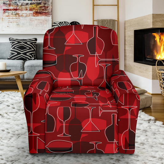 Wine Glass Print Design LKS301 Recliner Slipcover with Pocket