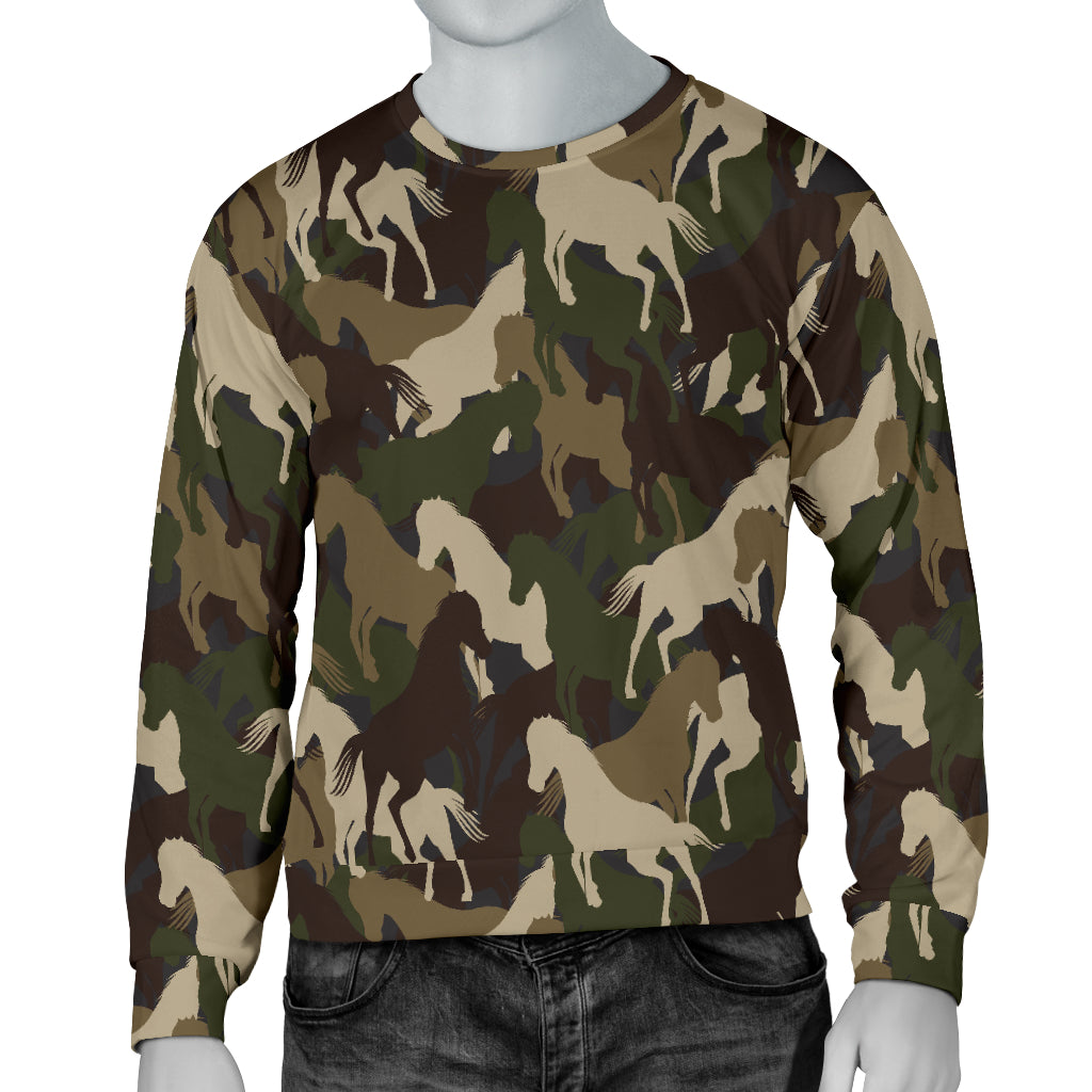 Horse Camo Themed Design Print Men Long Sleeve Sweatshirt
