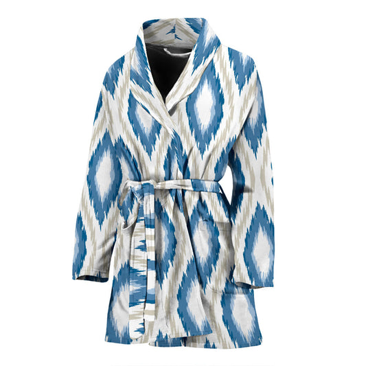 Ikat Pattern Print Design 02 Women Bathrobe