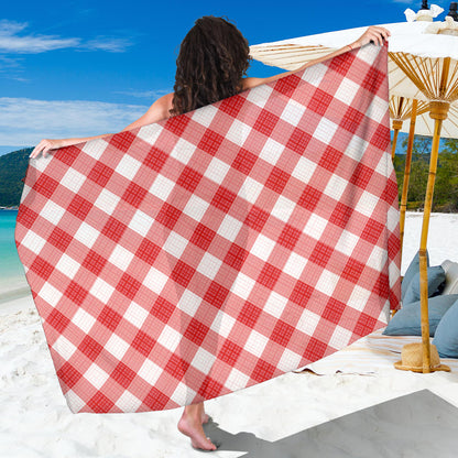 Gingham Red Pattern Print Design 01 Sarong Pareo Wrap