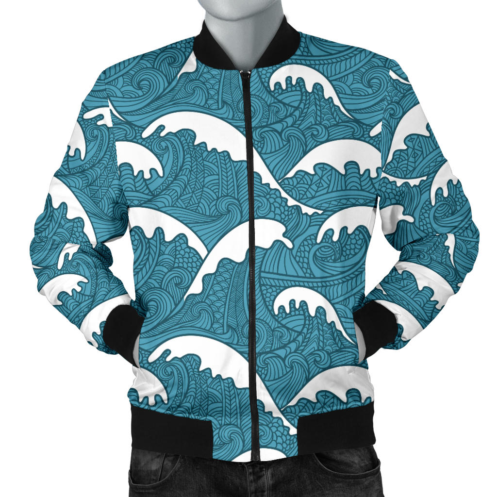 Surf Wave Tribal Design Men Bomber Jacket