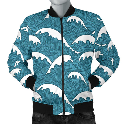 Surf Wave Tribal Design Men Bomber Jacket