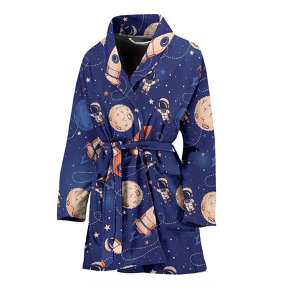 Space Astronaut Rocket Print Design LKS304 Women Bathrobe