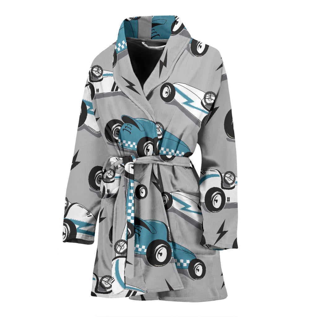 Racing Vintage Pattern Print Design A02 Women Bathrobe