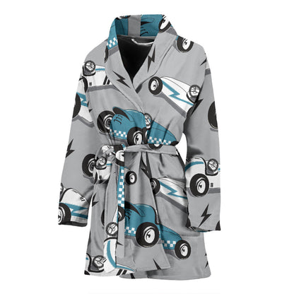 Racing Vintage Pattern Print Design A02 Women Bathrobe