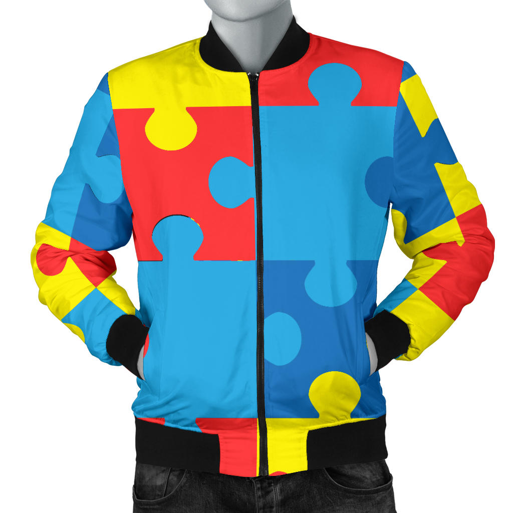 Autism Awareness Puzzles Design Print Men Bomber Jacket