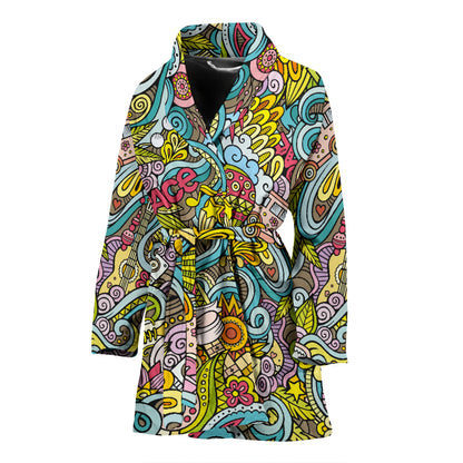 Hippie Print Design LKS301 Women Bathrobe