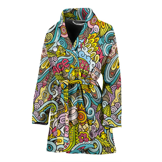 Hippie Print Design LKS301 Women Bathrobe