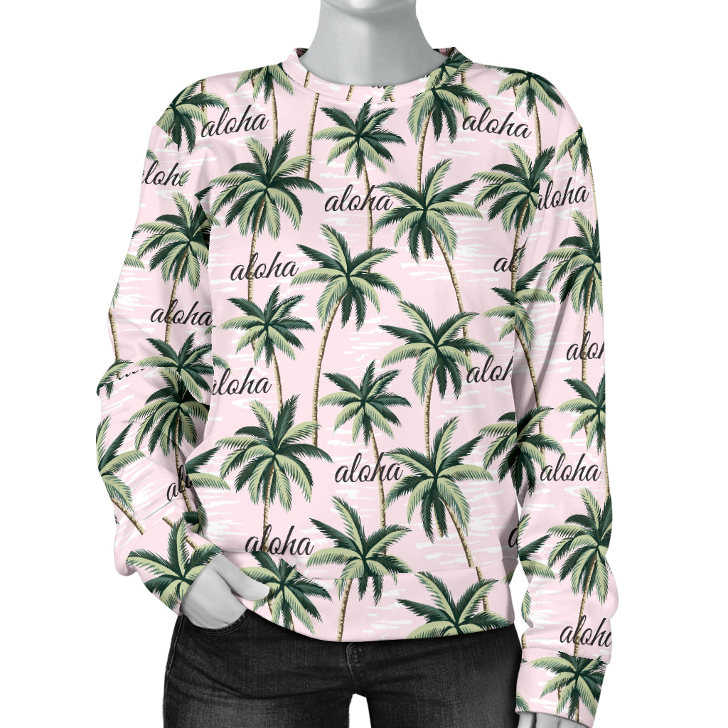 Aloha Beach Pattern Design Themed Print Women Long Sleeve Sweatshirt