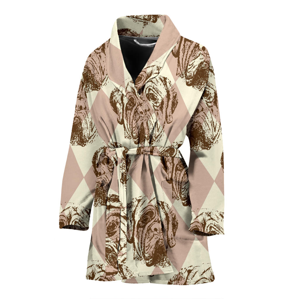 Mastiffs Pattern Print Design 01 Women Bathrobe