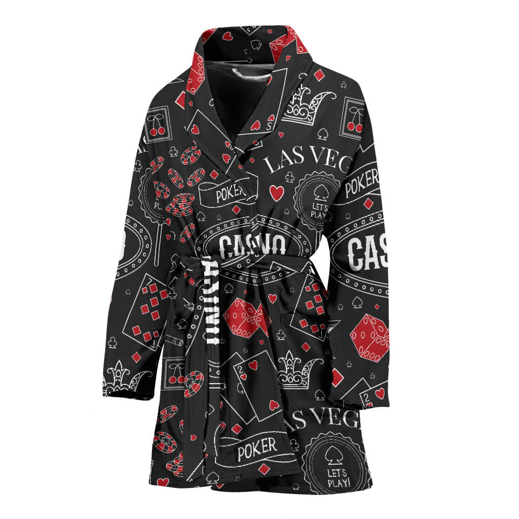 Casino Pattern Print Design 04 Women Bathrobe