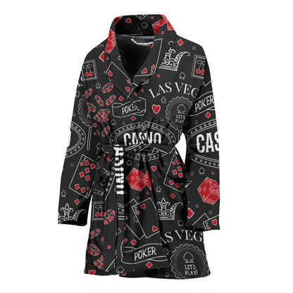 Casino Pattern Print Design 04 Women Bathrobe
