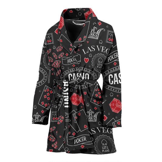 Casino Pattern Print Design 04 Women Bathrobe