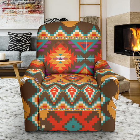 Native Pattern Print Design A01 Recliner Slipcover with Pocket