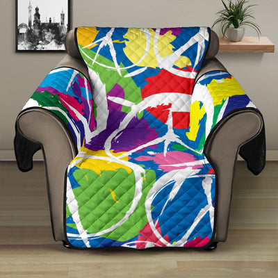 Peace Sign Colorful Pattern Print Design A02 Recliner Cover Protector