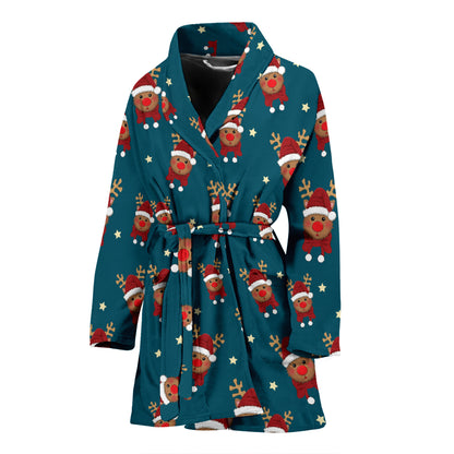 Reindeer Print Design LKS406 Women Bathrobe
