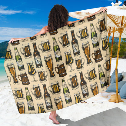 Beer Pattern Print Design 04 Sarong Pareo Wrap