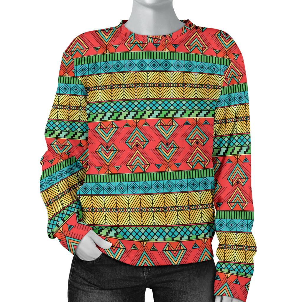 African Colorful Zigzag Print Pattern Women Long Sleeve Sweatshirt
