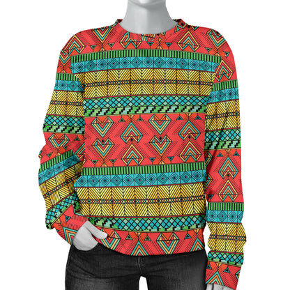 African Colorful Zigzag Print Pattern Women Long Sleeve Sweatshirt