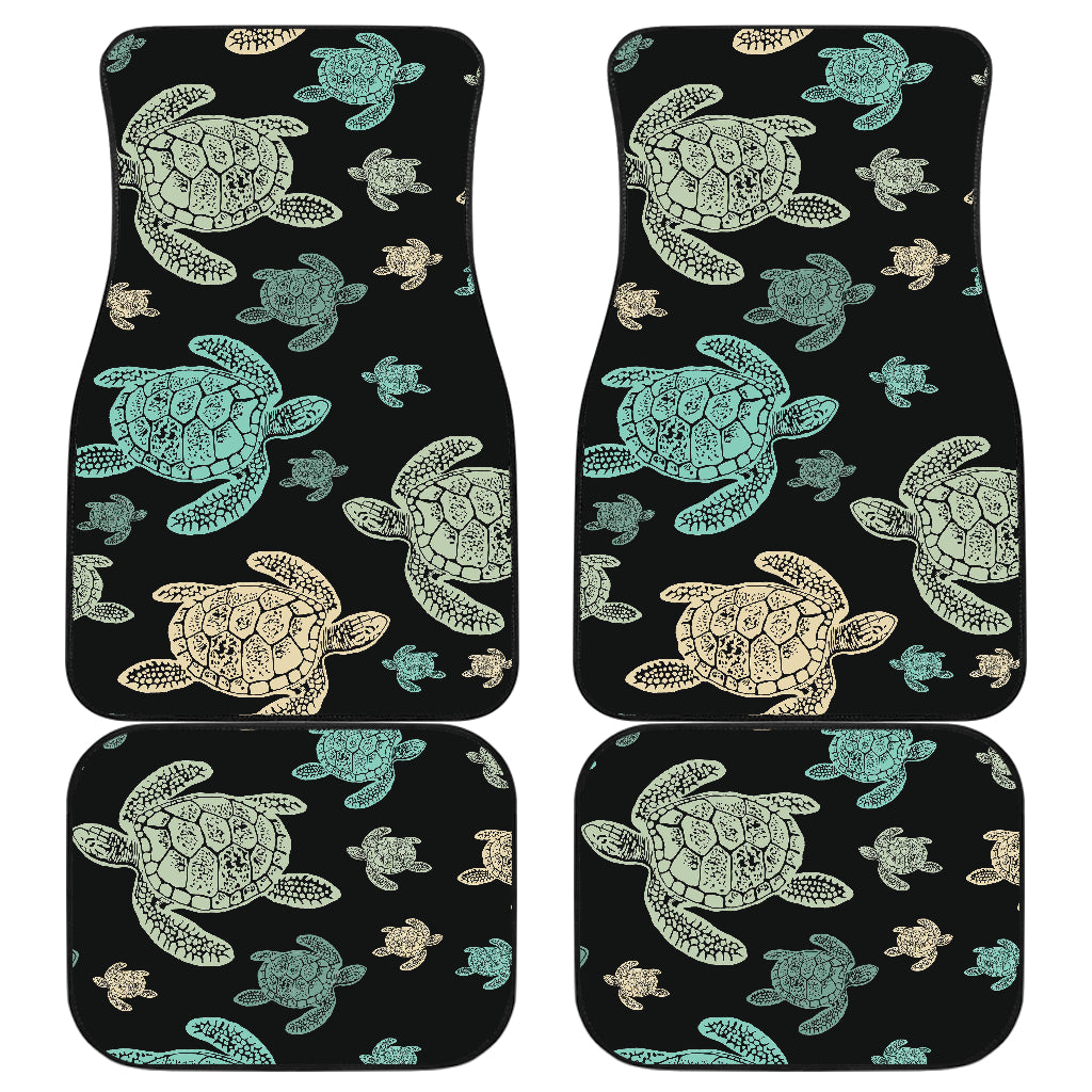 Sea Turtle Stamp Pattern Car Floor Mats Front Back
