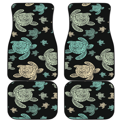 Sea Turtle Stamp Pattern Car Floor Mats Front Back