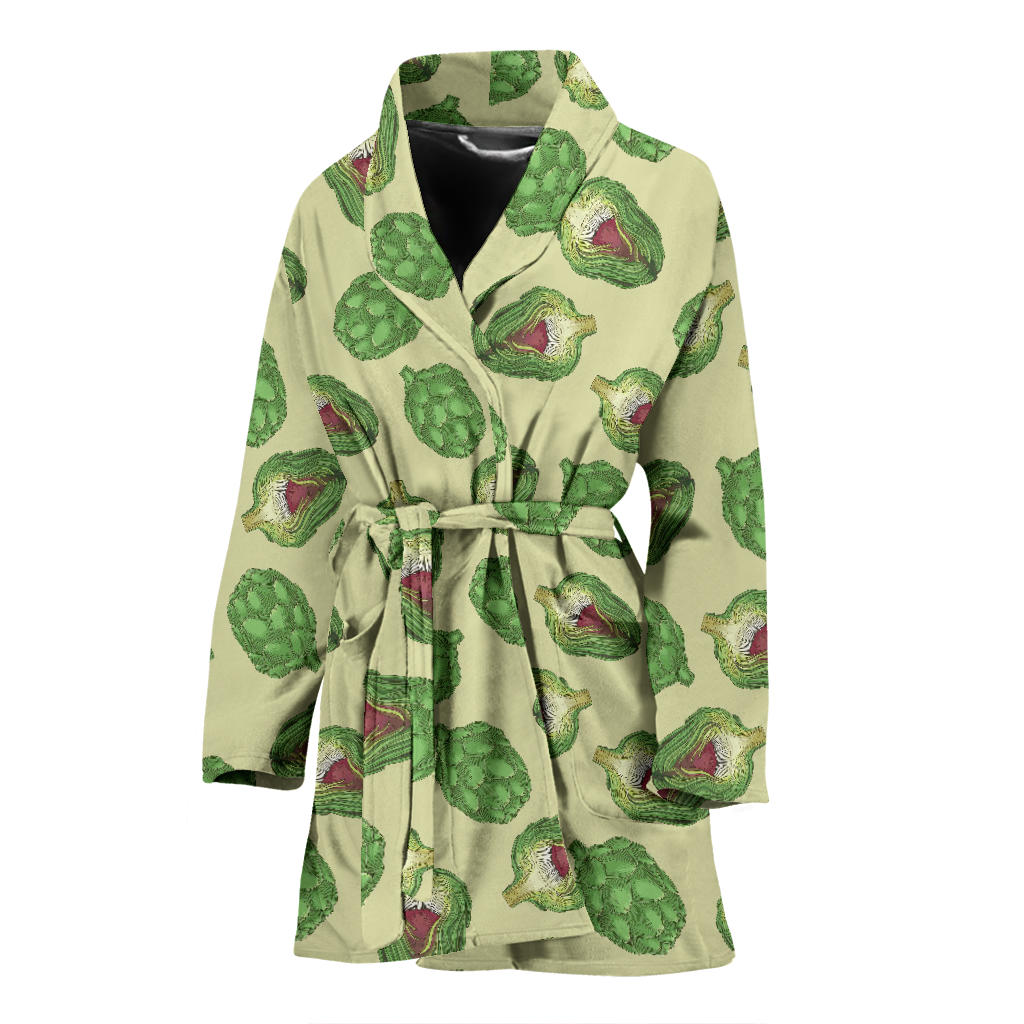 Artichoke Pattern Print Design 03 Women Bathrobe