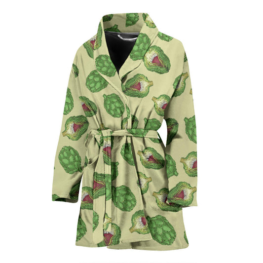 Artichoke Pattern Print Design 03 Women Bathrobe