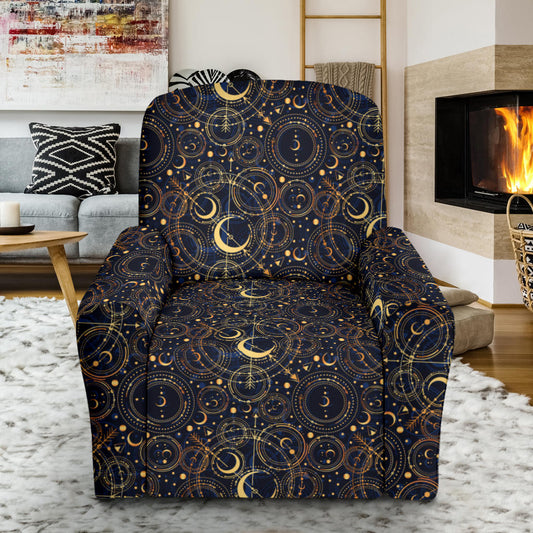 Celestial Pattern Print Design 04 Recliner Slipcover with Pocket