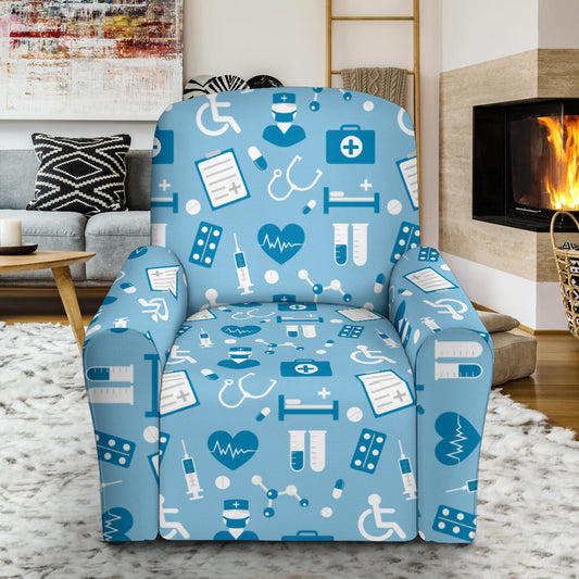 Medical Pattern Print Design 05 Recliner Slipcover with Pocket