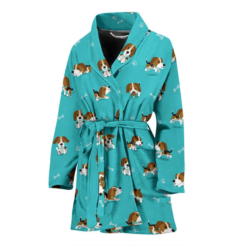 Beagle Pattern Print Design 05 Women Bathrobe