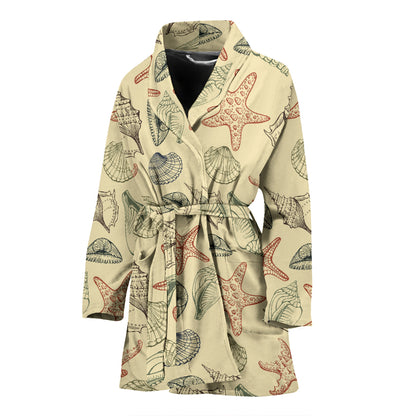 Seashell Print Design LKS305 Women Bathrobe