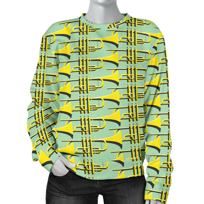 Trumpet Vintage Design Print Women Long Sleeve Sweatshirt