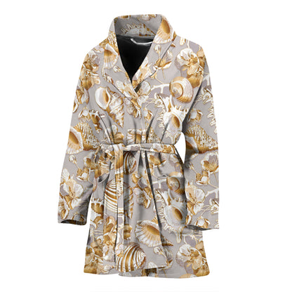 Seashell Print Design LKS309 Women Bathrobe