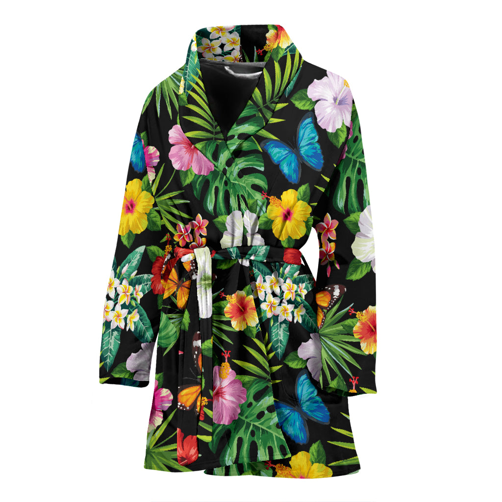 Hibiscus With Butterfly Print Design LKS305 Women Bathrobe