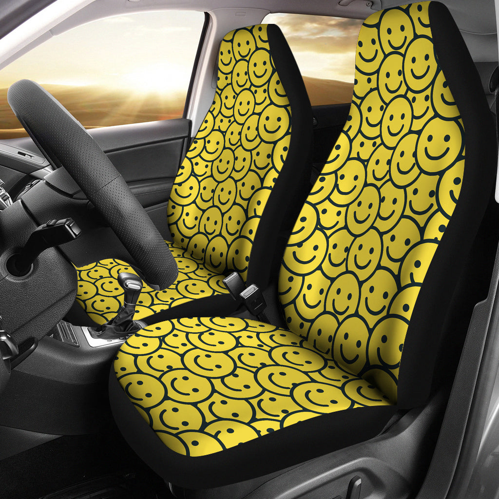 Smiley Face Emoji Print Design LKS302 Car Seat Covers