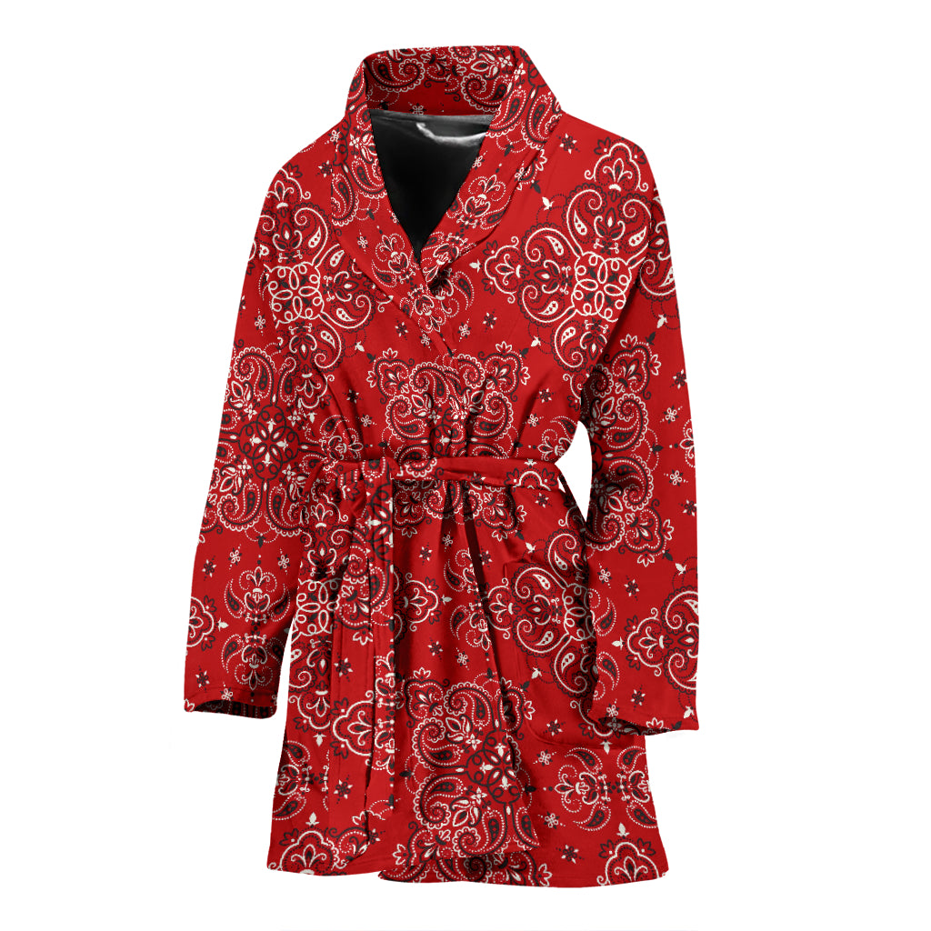 Bandana Red Pattern Print Design LKS3010 Women Bathrobe