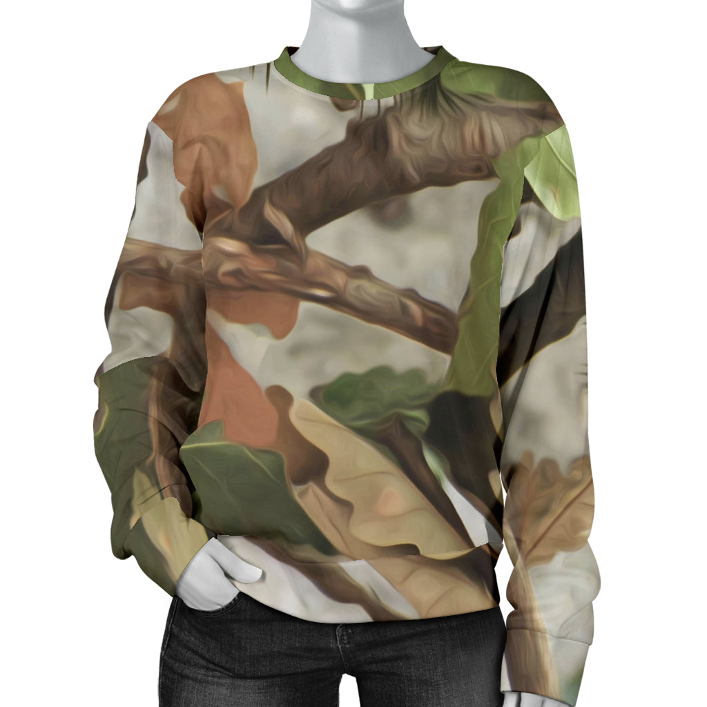 Camo Realistic Tree Forest Print Women Long Sleeve Sweatshirt