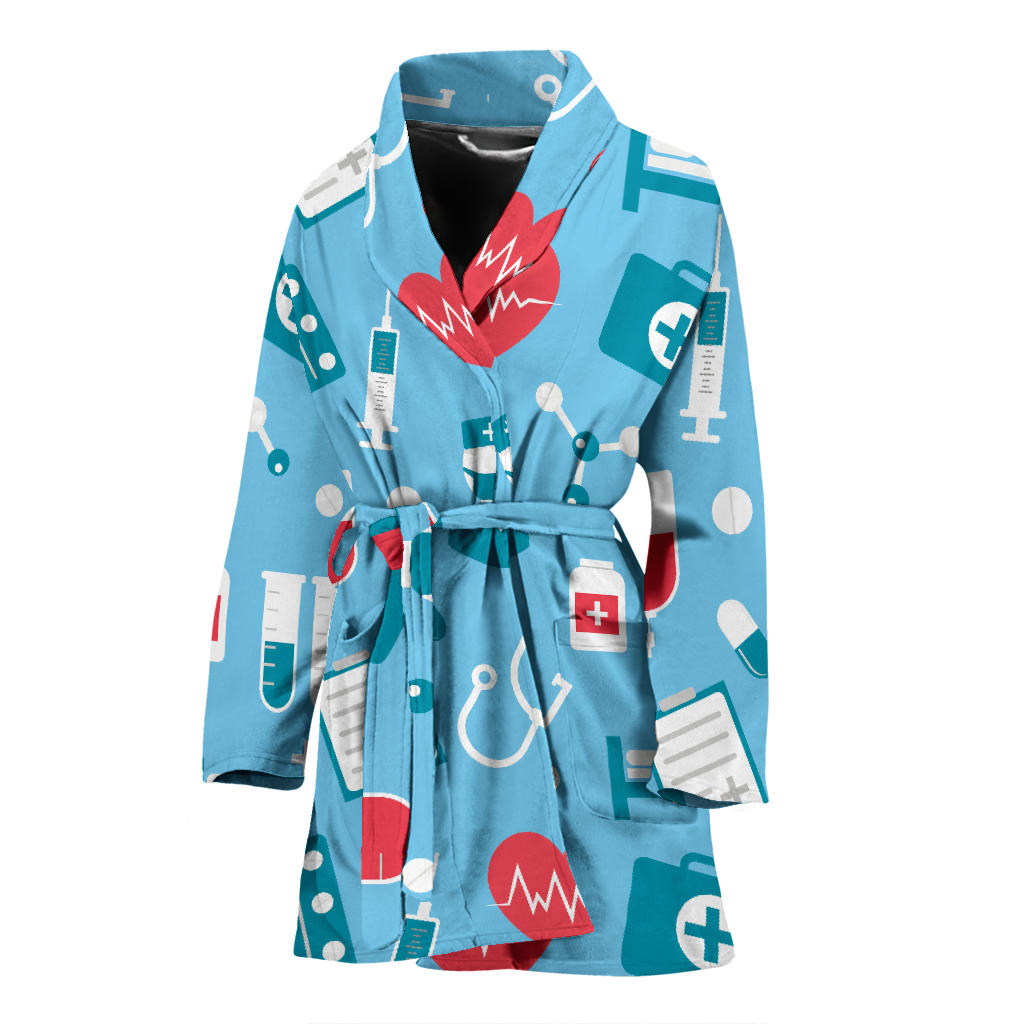 Nurse Pattern Print Design A03 Women Bathrobe