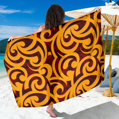 Maori Pattern Print Design 02 Sarong Pareo Wrap