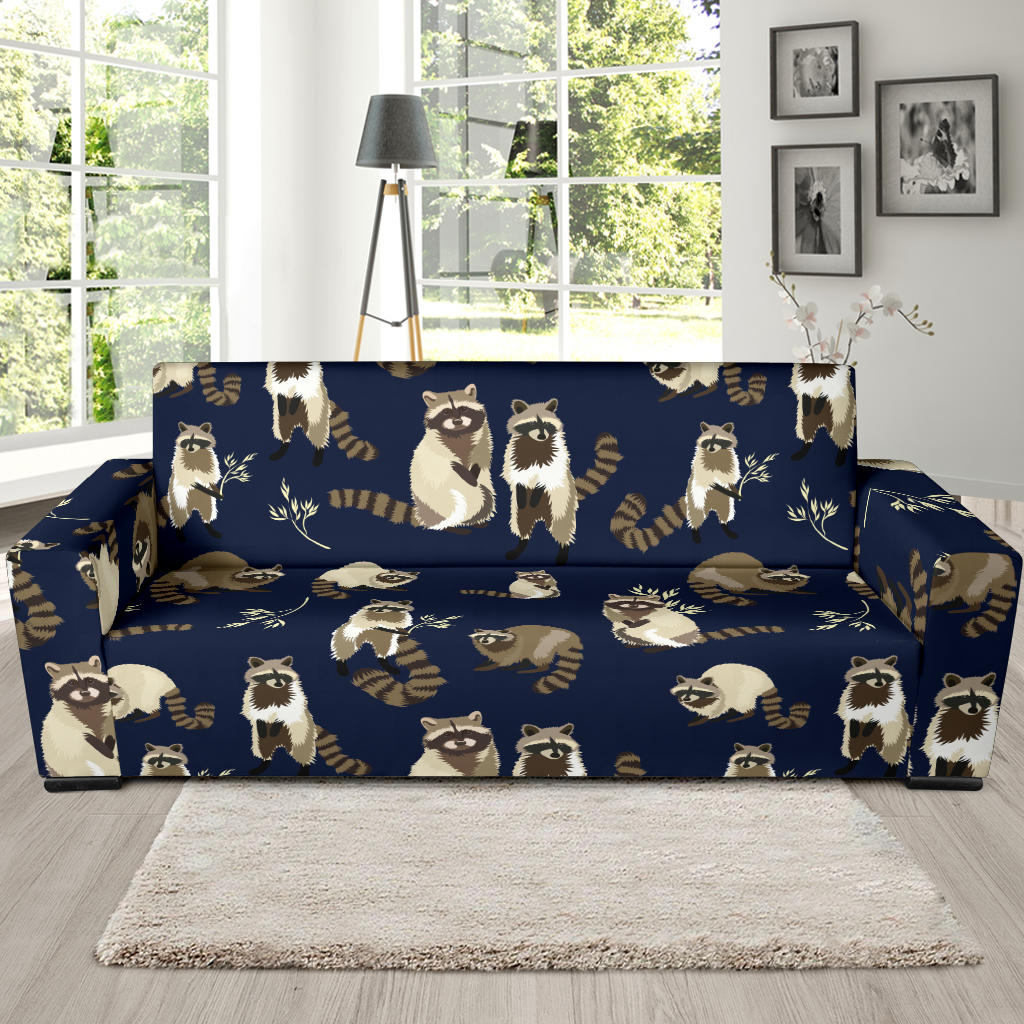 Raccoon Pattern Print Design A06 Sofa Slipcover