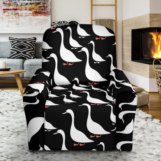 Goose Pattern Print Design 01 Recliner Slipcover with Pocket