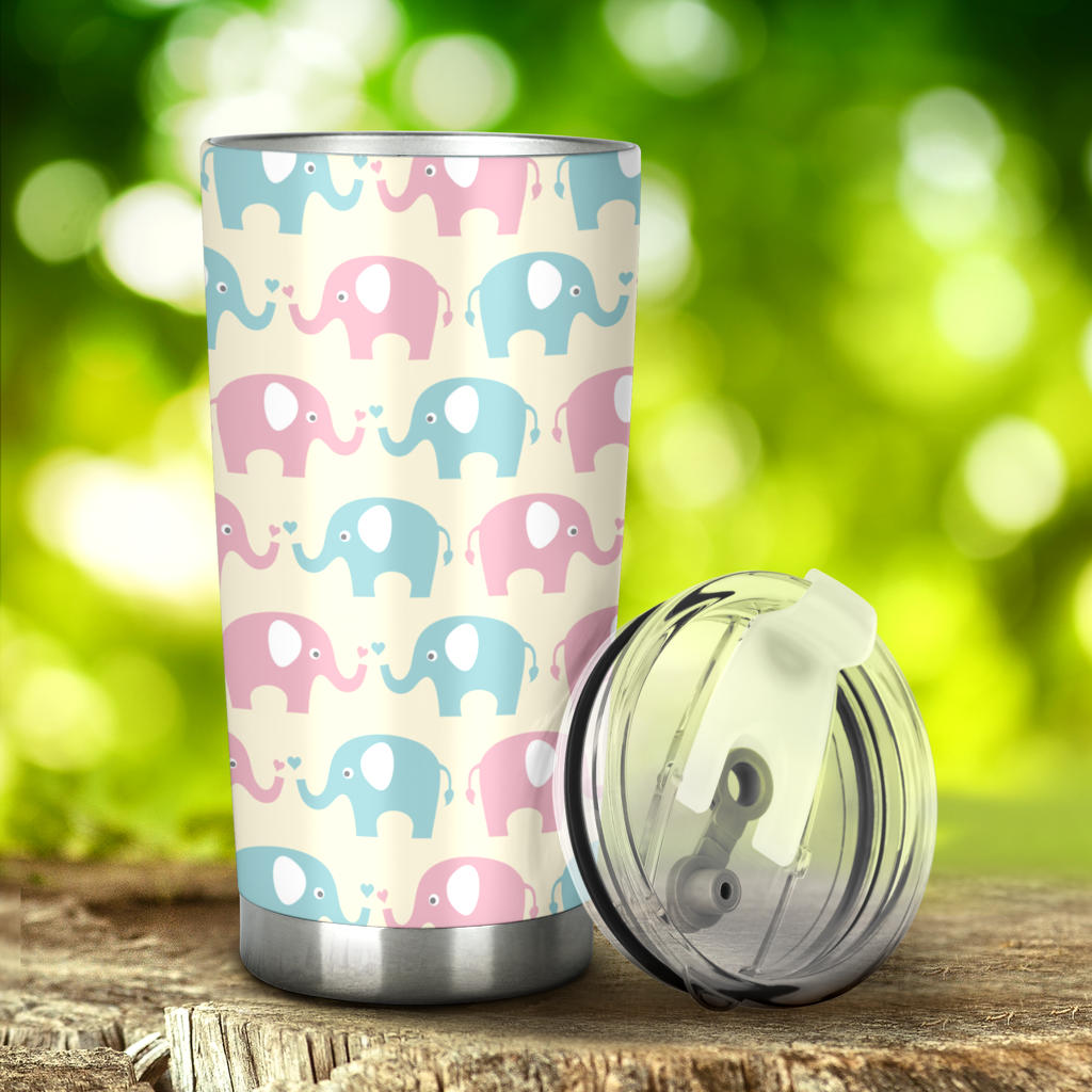 Elephant Baby Pastel Print Pattern Tumbler