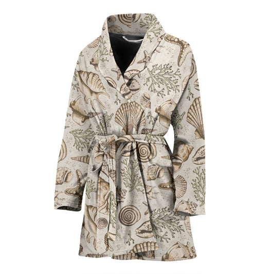 Seashell Print Design LKS304 Women Bathrobe