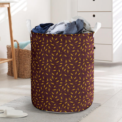 Agricultural Gold Wheat Print Pattern Laundry Basket