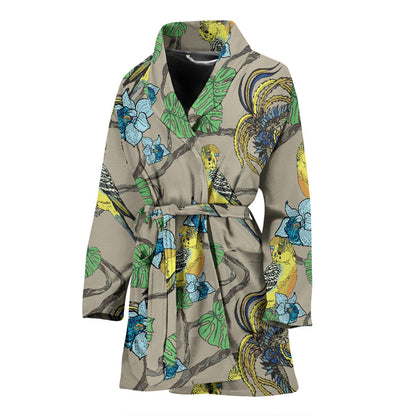 Parakeet Pattern Print Design A02 Women Bathrobe