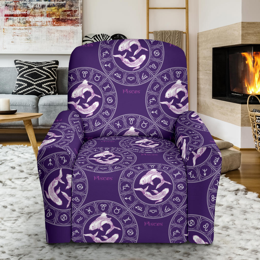 Pisces Pattern Print Design A02 Recliner Slipcover with Pocket