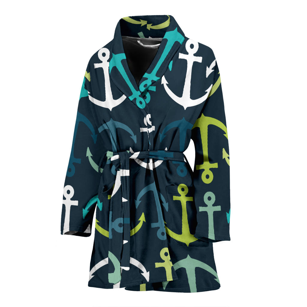 Anchor Pattern Print Design 03 Women Bathrobe